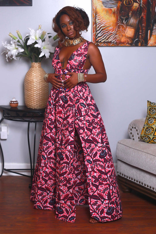 African Print Yasmine (Candy Pink) Maxi dress