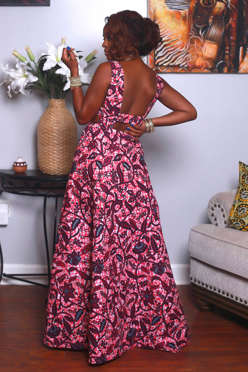 African Print Yasmine (Candy Pink) Maxi dress