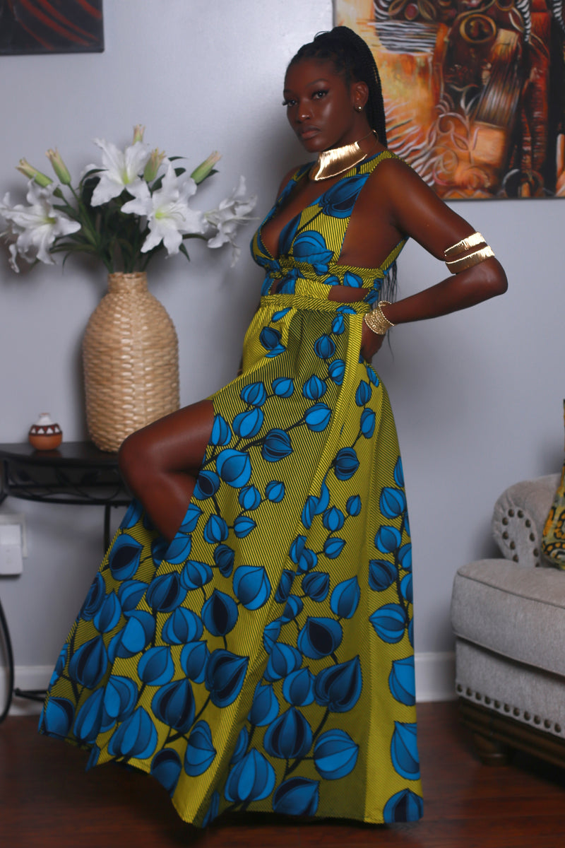African print wax cotton maxi dresses for women – yalinat
