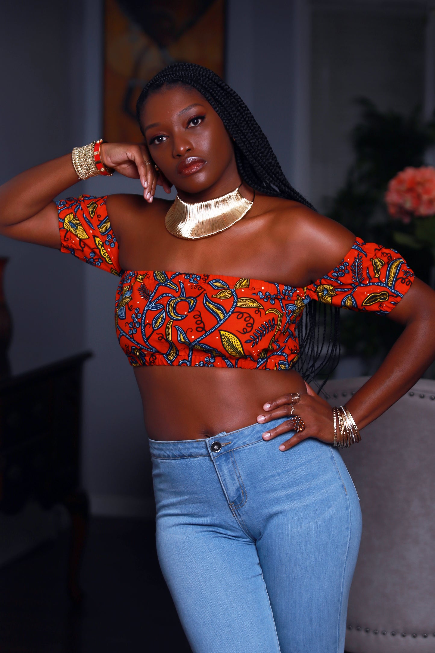 African Print Maya (Orange) Top