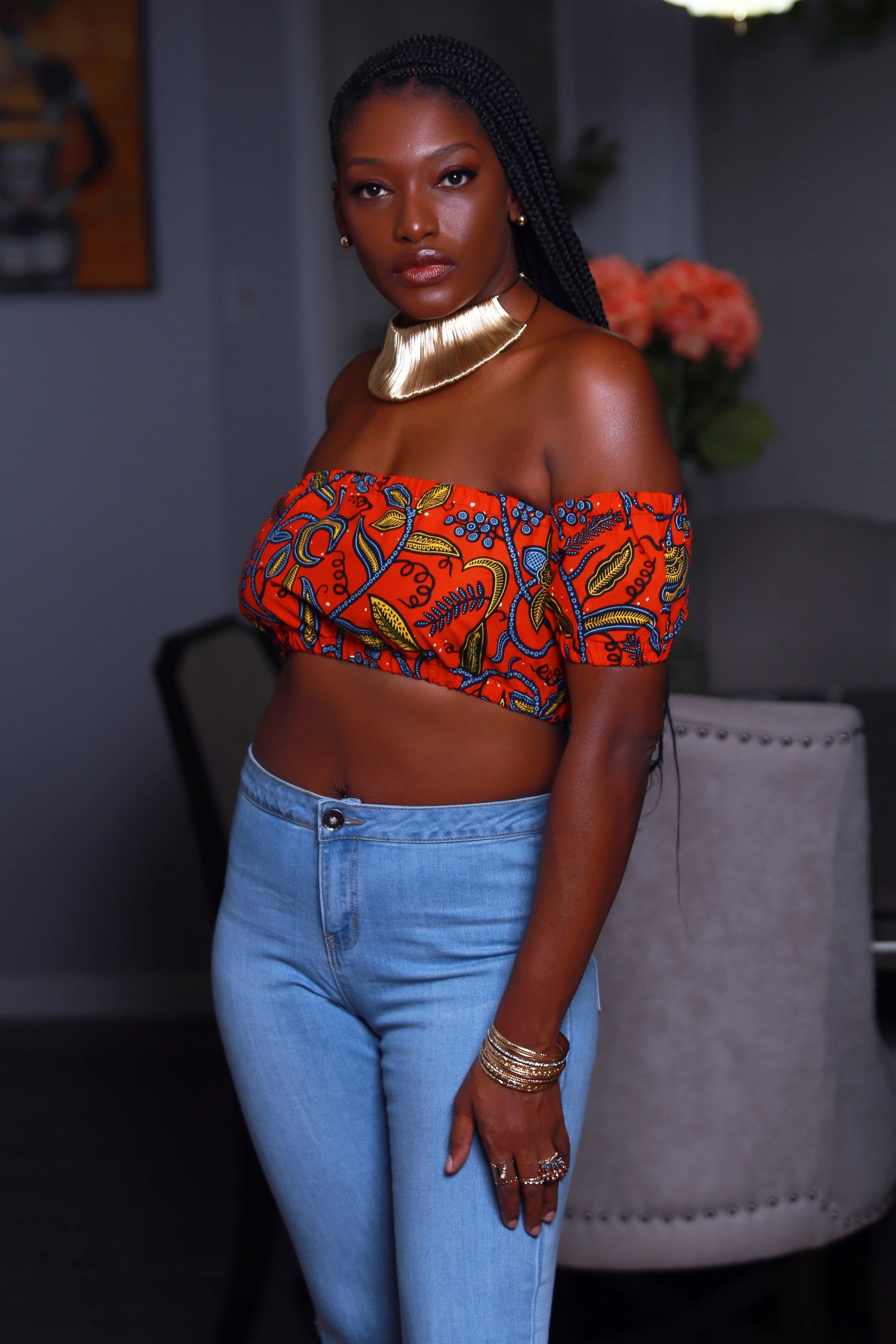 African Print Maya (Orange) Top