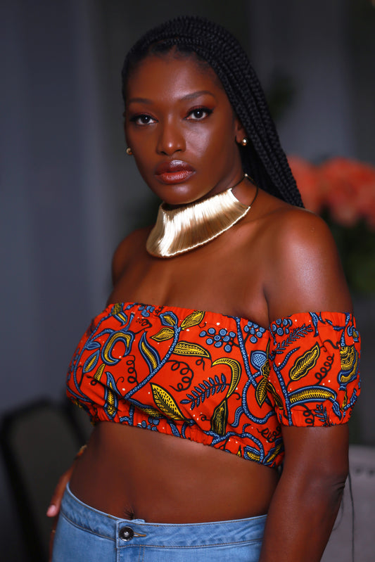 African Print Maya (Orange) Top