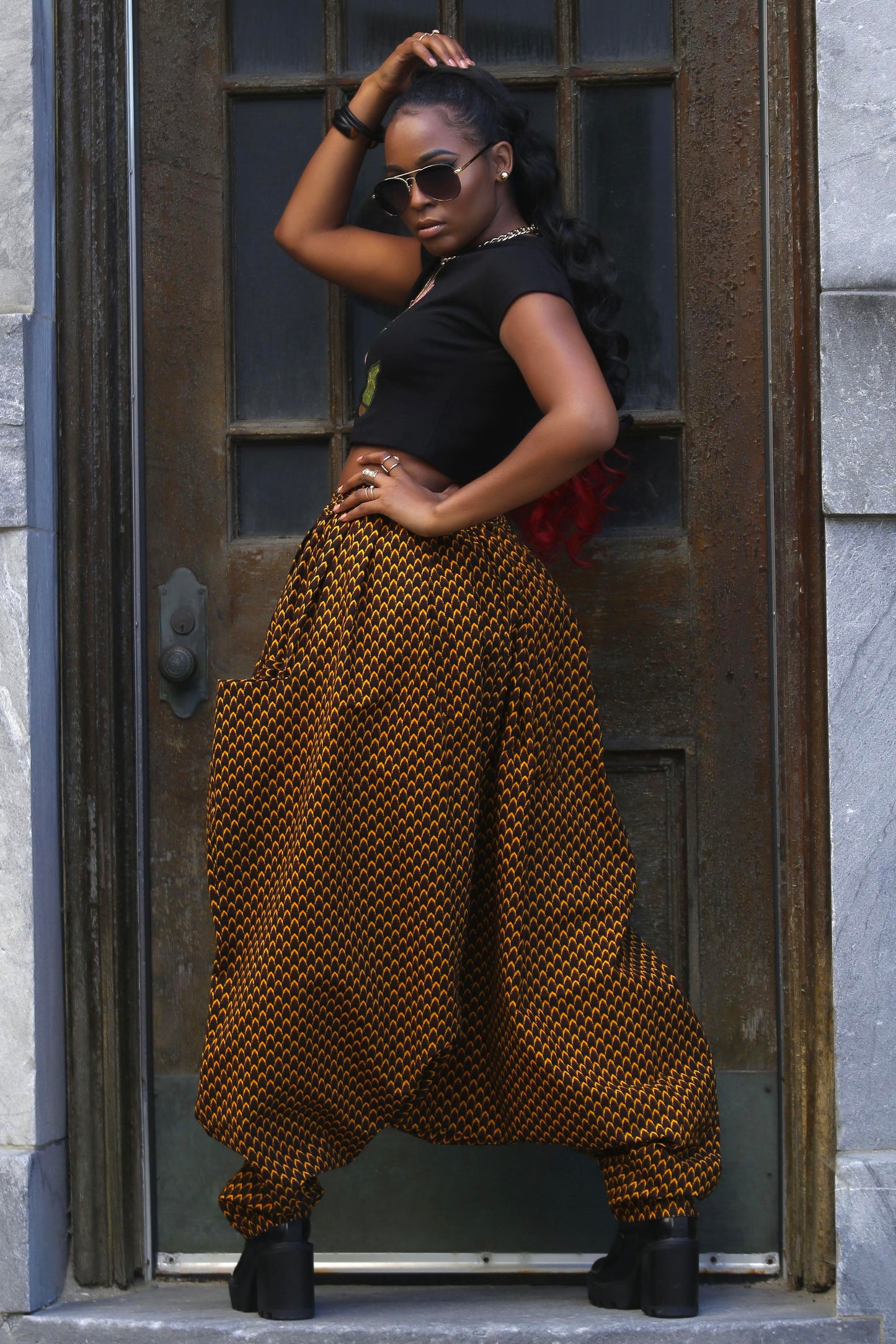 African Print Mourouba (Brown) Pants-Baggy