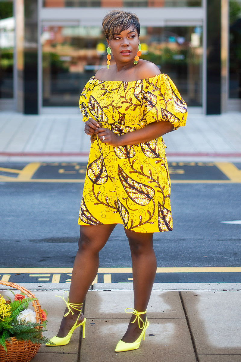 African Print Fatim (Yellow) Dress