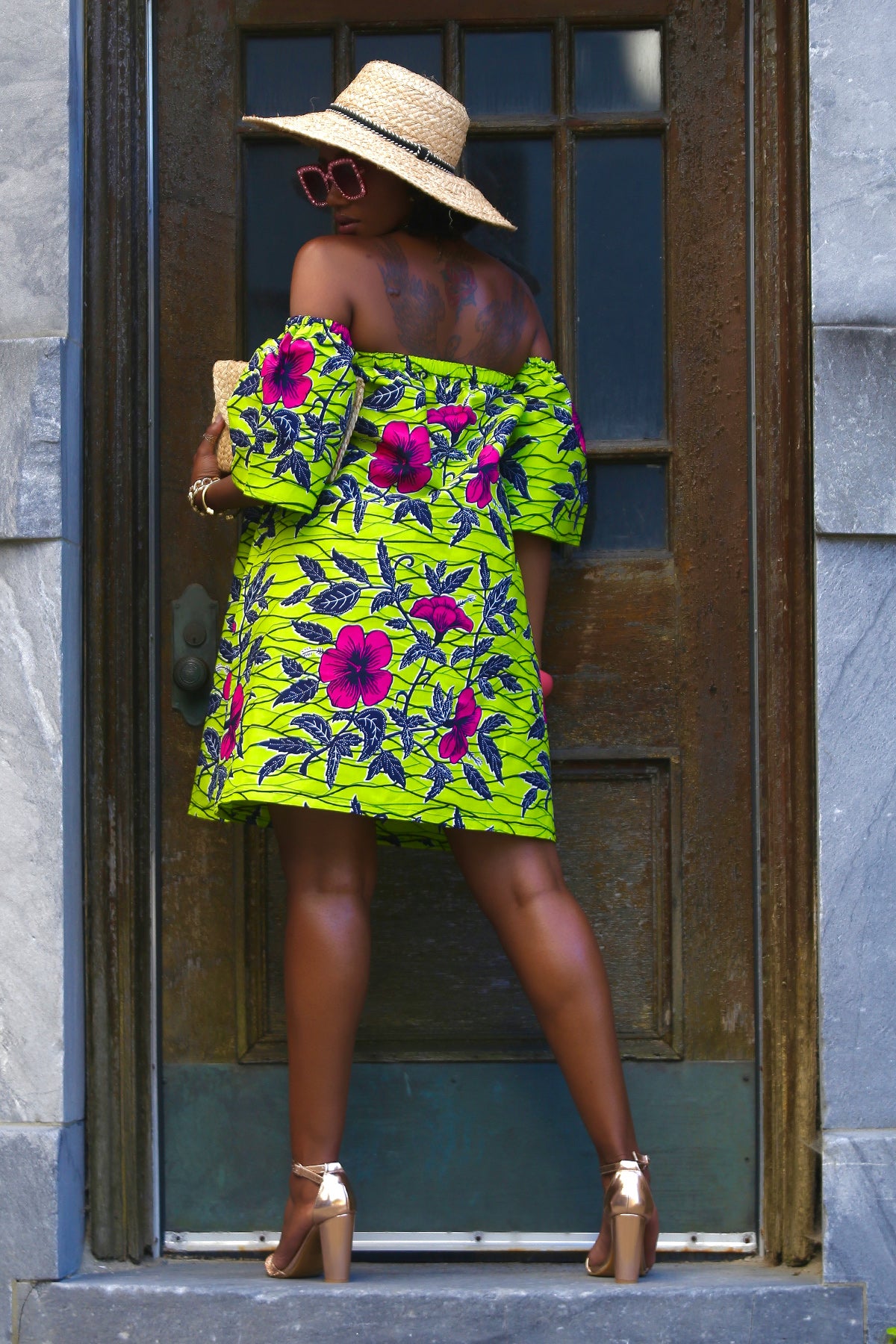 African Print Simba (Lime Green) Dress