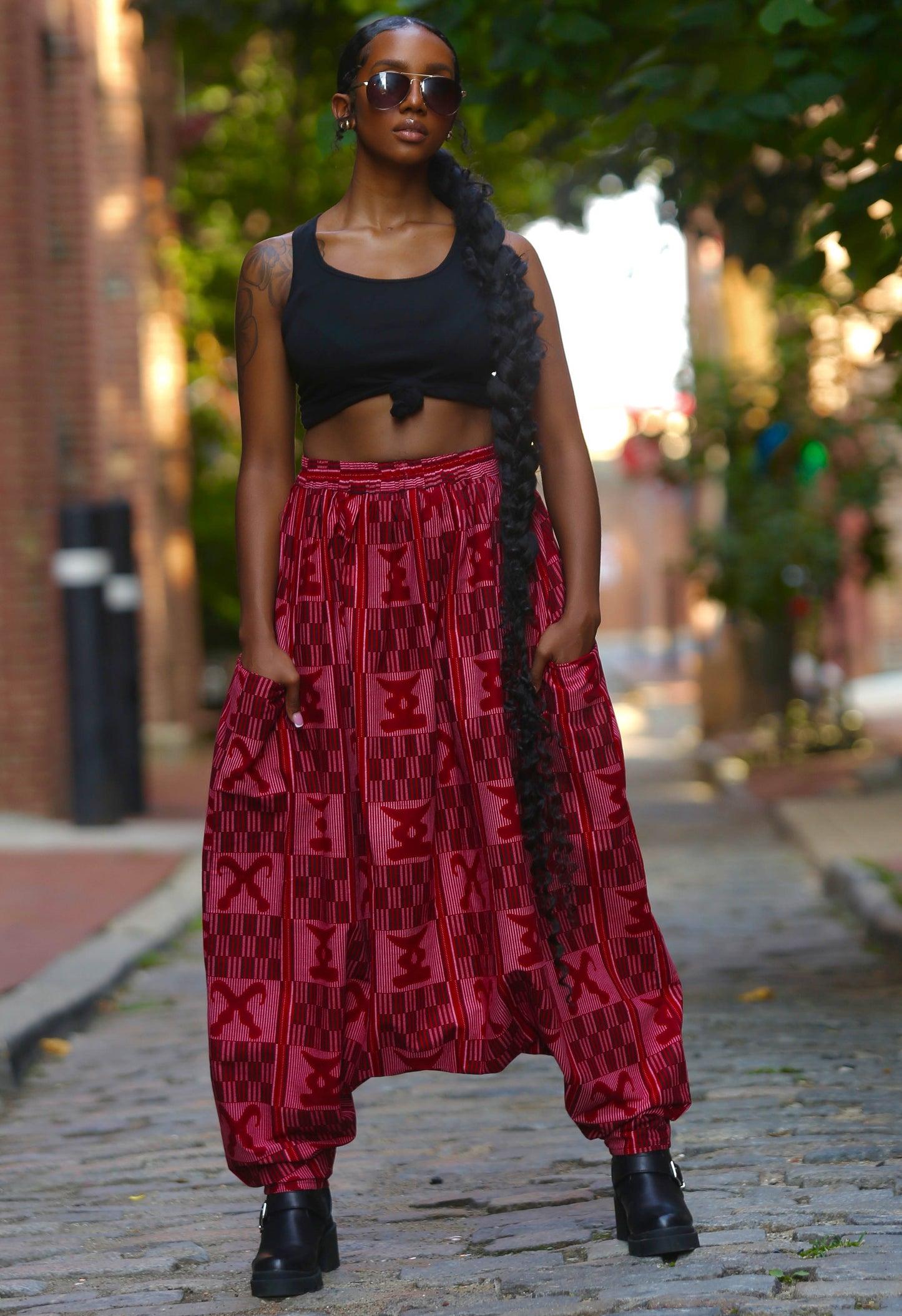 African Print Mourouba (Red) Pants - Baggy