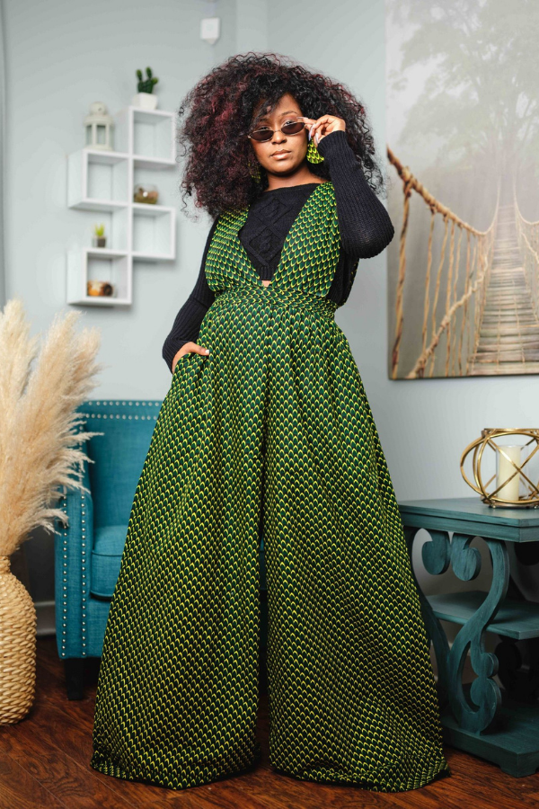 African Print Shante (Green)  Jumpsuit