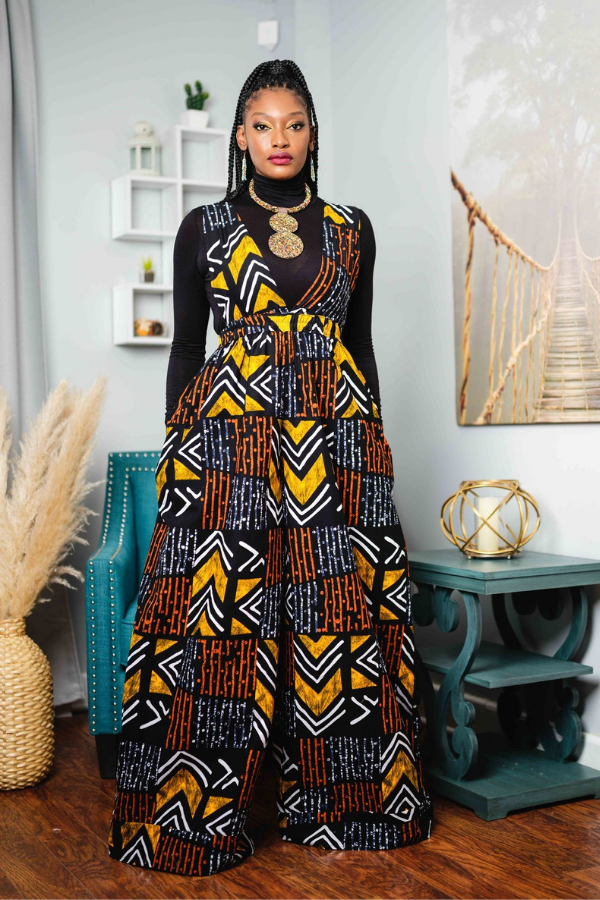 African Print Shante (Feu)  Jumpsuit