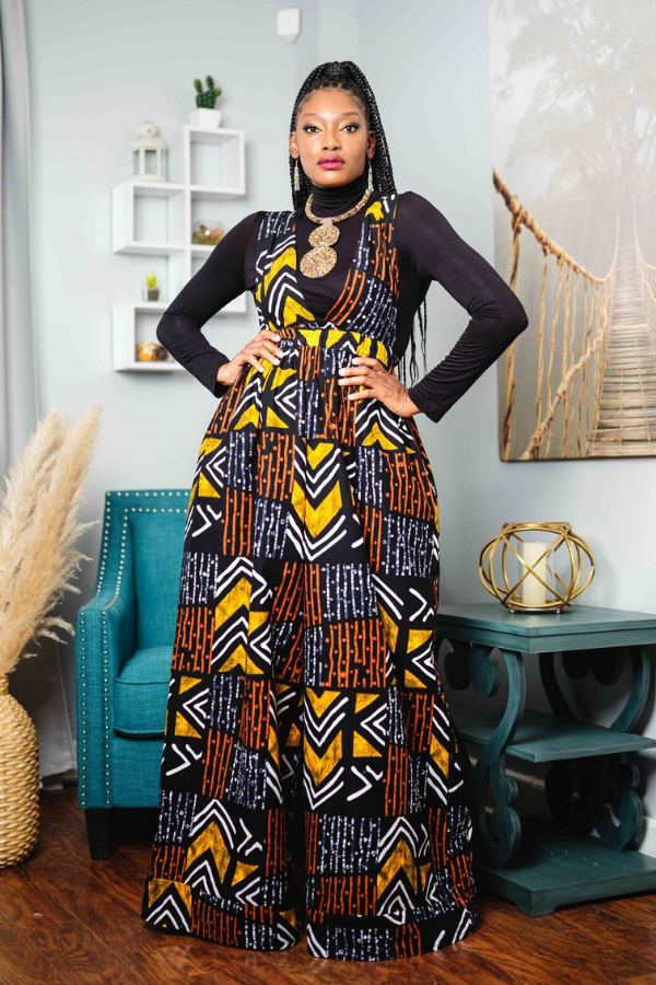 African Print Shante (Feu)  Jumpsuit