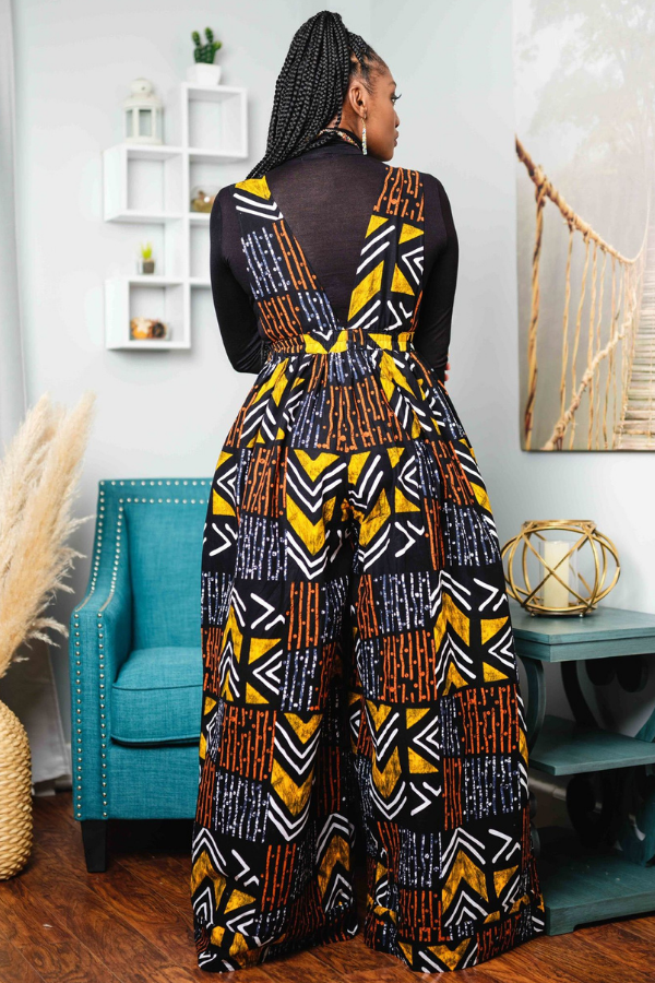 African Print Shante (Feu)  Jumpsuit