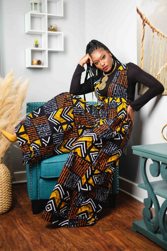 African Print Shante (Feu)  Jumpsuit