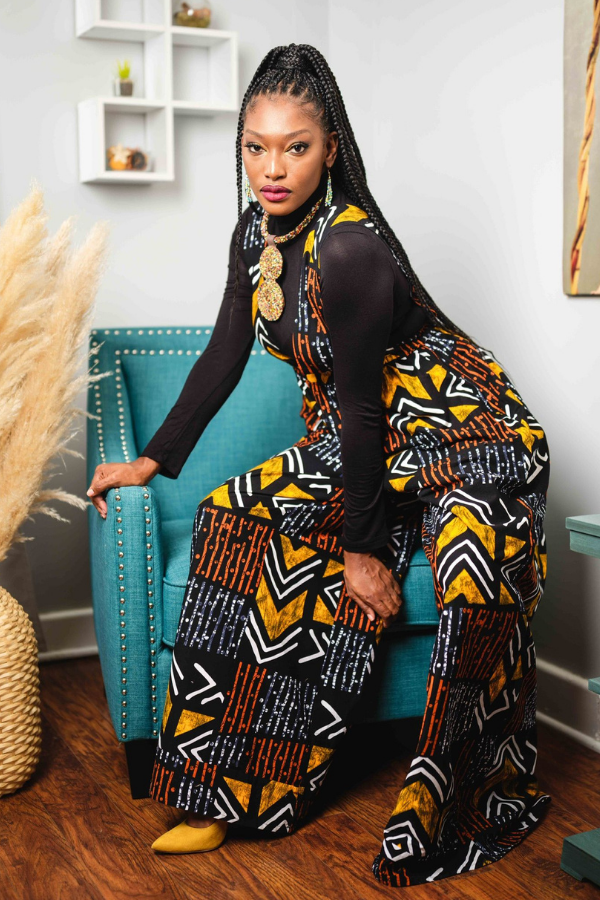 African Print Shante (Feu)  Jumpsuit