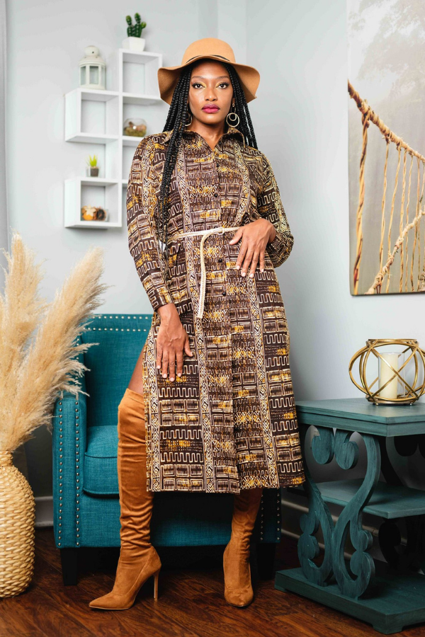 African Print Nanoushka (Brown) Dress