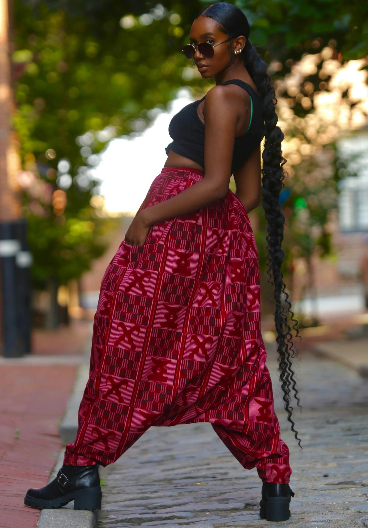 African Print Mourouba (Red) Pants - Baggy